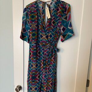 Anthropologie Conditions Apply Geometric Wrap Dress